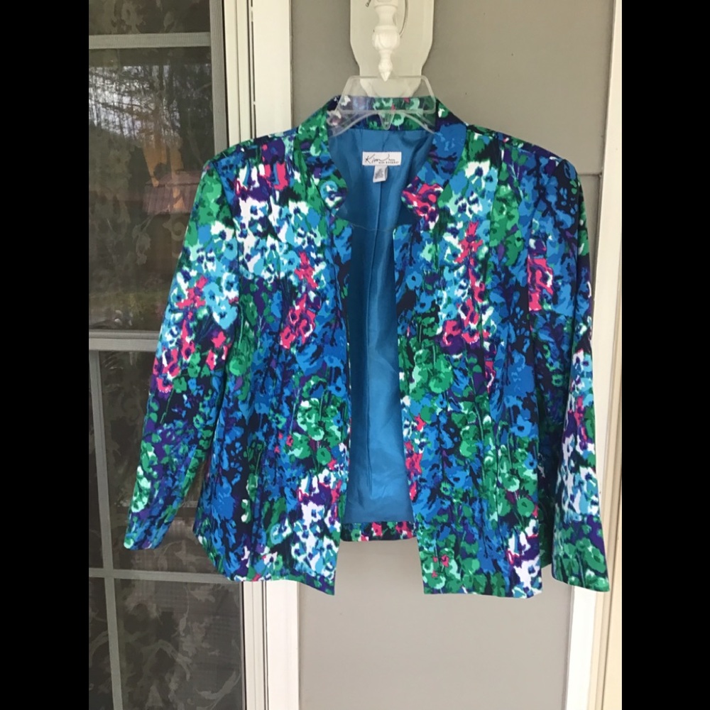 Beautiful church Ladies dressy Jacket Kim Rogers 8p petite Spring Turquoise NWOT - Picture 9 of 16